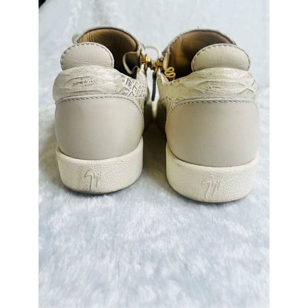 Giuseppe Zanotti Gold/Cream Python Embossed Leath… - image 5